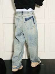 ג'ינס רחב לגברים בגזרה רפויה, סגנון רחוב קז'ואל, אופנת קולג', כל העונה