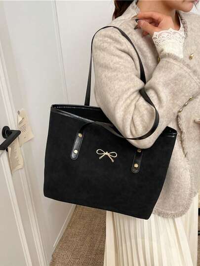 Fashionable Contrast Color Shoulder Handbag, Versatile For Commuting And Vintage Style