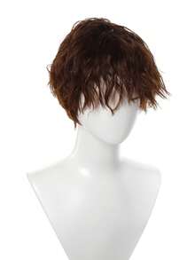 男士全头假发，羊毛卷发，自然，帅气，隐形，透气，短款全头假发