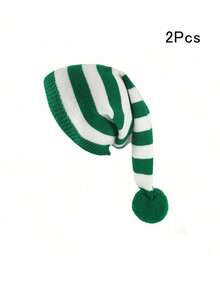 1 件针织圣诞老人帽，红色和绿色钩针圣诞帽，男女皆宜，圣诞派对服装，温暖的圣诞礼物 - 紅白色 - 查看 15