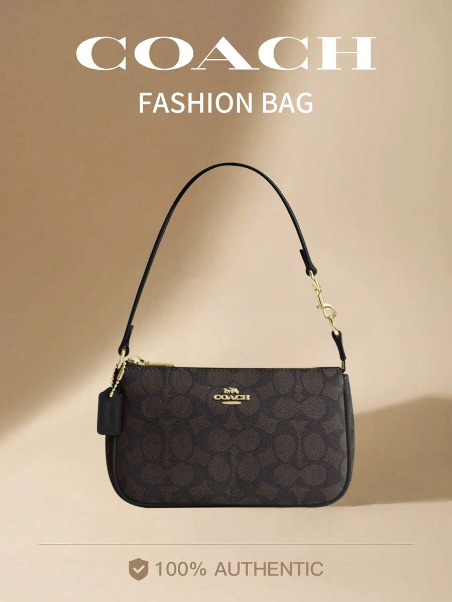 Coach Nolita 19 Shoulder Bags For Women Cute Hobo Tote Handbag Mini Clutch Purse With Zipper Closure - Walnut Wood Color With Black - View 1