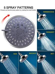 One High-Pressure 4-Inch Round Shower Head With A Stylish Square Overhead Design. This Durable, High-Pressure Wall-Mounted Shower Head Is Made Of Thickened ABS Material, Enhancing The Showering Experience. - Silver Round - View 5