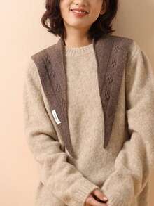 1 PC New 100% Wool Knitted Jacquard Triangular Scarf For Autumn And Winter Warmth And Neck Protection, Version Casual Versatile Scarf - Multicolor-yM-055 - View 2