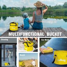 Iculbag 15-Liter Foldable Bucket With Lid Fishing Bucket, Car Wash Bucket Outdoor Fishing Tool, Sink, Portable Foot Soaking Bucket Camping Picnic Bucket Suitable For Various Outdoor Activities