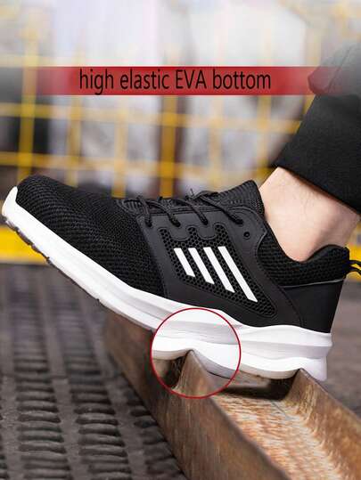 1 Pair Men's Steel Toe Boots, Puncture Proof, Anti-Crush, Anti-Slip, Comfortable Lightweight, Suitable For Outdoor Adventure, Construction Site, Hiking, Daily Maintenance And Other Occasions