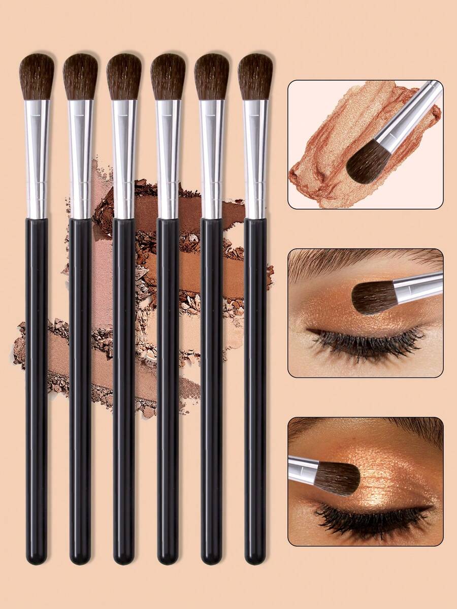 2支/6支装优质马毛眼影刷，弯曲软毛晕染刷，高光刷，多功能眼妆刷，眉刷，眼影刷，螺旋刷