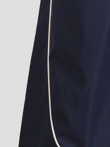 Girls' Wide Leg Pants, Spring/Autumn Fashion New Letter Print Blue & White Contrast Color Casual Loose Straight Trousers