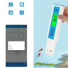 Medidor de calidad del agua 4 en 1: Inteligente, de alta precisión, con almacenamiento automático de datos y resistente al agua (IP67). Medidor de CE para piscinas y laboratorios. - Azul - Ver 8