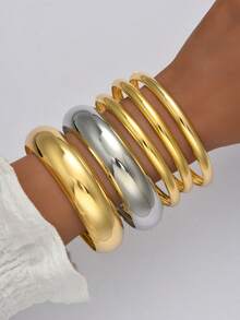 17KM Set de 5 pulseras de metal con diseño geométrico exagerado inspirado en monedas vintage, adecuado para hermanas, parejas, vacaciones, citas, uso casual diario, fiestas, bodas, regalos de Navidad y San Valentín