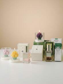 Vela perfumada en tarro de vidrio con ramo de tulipanes - Vela floral hecha a mano en taza, adecuada para decoración del hogar, cumpleaños, regalo de dama de honor, regalo romántico del Día de San Valentín - Multicolor - Ver 8
