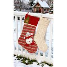 Calcetín navideño,Calcetín navideño grande de punto,Bolsa de regalo de Navidad,Calcetín para regalos navideños,Bolsa para dulces navideños. - Rojo - Ver 6