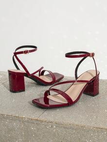 Quadratische Zehenkappe Plateau High Heel Riemchen Sandalen, elegant und geeignet für Bankette und Partys, modische und vielseitige Damensandalen