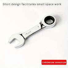 6mm-19mm Short Handle 72-Tooth Ratchet Wrench Socket Set, Nut Repair Tool. Household Short Handle Quick Ratchet Wrench, Mini Combination Open-End & Star Wrench, Bi-Directional Force-Saving Auto Repair Hardware Wrench