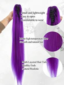 28Inch Synthetic Omber Long Straight Braided Ponytail Hair Extension Elastic Rubber Band Wrap Around Ponytail Hairpiece For Women Brown Blonde Fake Hairpiece 1PC - Multicolor - View 3