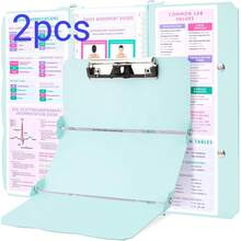 护理专用折叠写字板：带护理参考表的折叠写字板，口袋大小，三折设计，适合护理学生使用