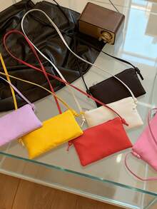 Solid Color Nylon Minimalist Shoulder Bag, Crossbody Coin Purse For Teens - A - View 2