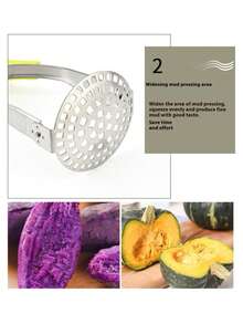1pc Stainless Steel Potato Masher, Manual Food Masher Tool For Home Use, Sweet Potato Masher, Potato Ricer, Garlic Press, Manual Squeezer Tool, Potato Masher, Multi-Functional Kitchen Tool For Making Fine Mashed Potatoes And More - View 7