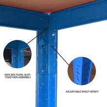 5-Storey Metal Garage Storage Rack - Thickened Heavy-Duty 90x40x180cm Red/Blue Workshop Warehouse Office Shed Storage Rack -1-Piece Set - Blue - View 4