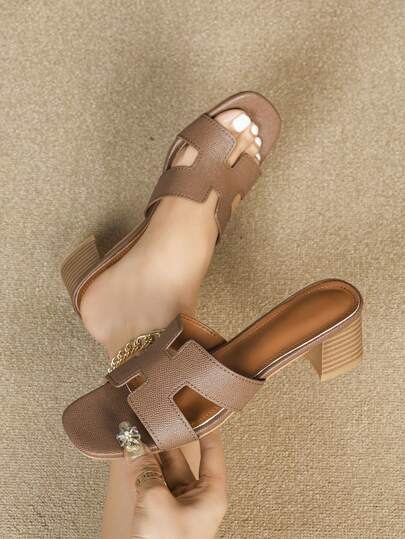 Women's Wide-Fit Casual Everyday Versatile Wide Brim Thick Heel Slide Sandals