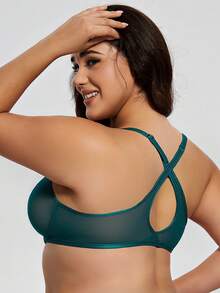 Wingslove Women's Deep V Front Closure Sheer Bra, Sexy Underwire Unlined Criss-Cross Strap Backless Design - Green - View 3