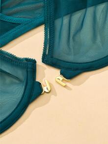 Wingslove Women's Deep V Front Closure Sheer Bra, Sexy Underwire Unlined Criss-Cross Strap Backless Design - Green - View 10