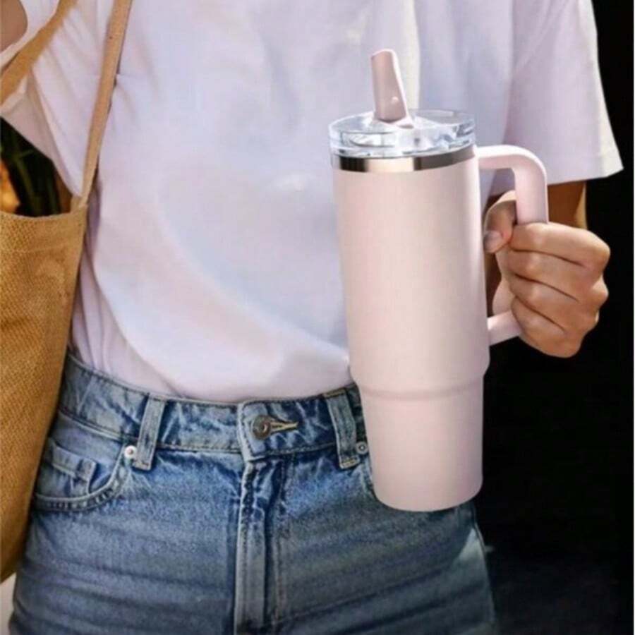 New 2025 Compatible With Stanleyes 40 Oz H2.0 Tumbler With Stainless Steel Folding Straw, Cold Insulation, Airtight And Leak-Proof Hand-Held - Nhiều màu sắc - Xem 1