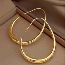 1pair Simple U-Shaped Hoop Earrings For Women - Vàng - Xem 6