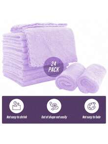Ultra Soft Washcloths 3/6/12/24 Pack, Premium Microfiber Towel, Absorbent And Quick Drying Coral Velvet Washcloth, Multi-Purpose Wash Cloths For Bathroom, Hotel, And Gym - Purple - View 8