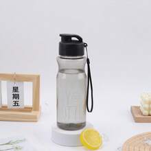 Sticlă de apă portabilă cu capac rabatabil, material PET de 550 ml (rezistent la temperaturi sub 50 °C), pentru sporturi în aer liber, pahar de plastic, pahar de apă pentru uz zilnic al studenților, mâner de transport, potrivită pentru camping, drumeții, fitness, hidratare în aer liber, cadou de ziua de naștere - Multicolor - Vizualizare 13