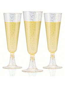 5/10pcs 5.5oz Champagne Glasses, Suitable For Desserts, Pastries, Juices, Cold/Hot Drinks, Coffee, Ideal For Birthday, Wedding, Party, Outdoor, New Year (Champagne Glasses, Plastic Cups, Birthday Cups)