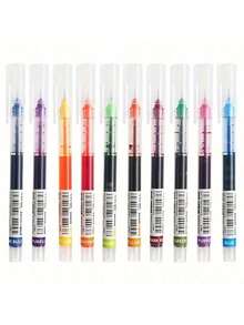 12 piezas Bolígrafos de punta fina de colores - Juego de bolígrafos de punta de plástico de 0.5 mm para escritura y dibujo suaves - Multicolor - Ver 12