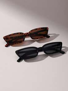 قطعتان من النظارات البلاستيكية ذات الإطار الهندسي للنساء، بطراز شارع أنيق وجمالي، مناسبة للتنزه والشاطئ والتخييم وتصوير الشوارع - متعدد الألوان - مشاهدة 9