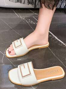 Nuevas sandalias con forma de G de metal de moda para el hogar y la playa - Blanco - Ver 3