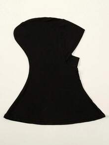 1pc Women's Fashionable Abaya Accessories Solid Color Chin Covering Elastic Headscarf With Hat And Neck Warmer Headband Soft Hijab Under Cap Women Veil - màu đen - Xem 5