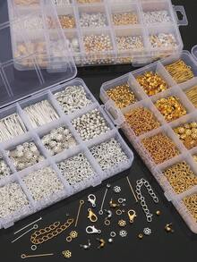 1260PCS Jewelry Findings Kit With 15-Grid Box - Metal Charms, Chains & Tools For DIY Bracelet Making, Craft Supplies For Adults - Multicolor - View 7
