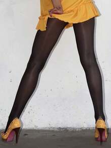 1 Pair Glossy Shine Women Pantyhose, Versatile Anti-Snag, Tight Fit, Spring/Summer New Arrivals, Cozy - 杏子 2 - 查看 5