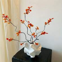 1pc/5pcs/8pcs Artificial Ficus Leaves, Long Stem - Ideal For Flower Arranging, Home & Office Decor - Can Be Used As Vase Filler And Bouquet Accents - Home Decor, Office Decor And Mother's Day Gift - Orange - View 12