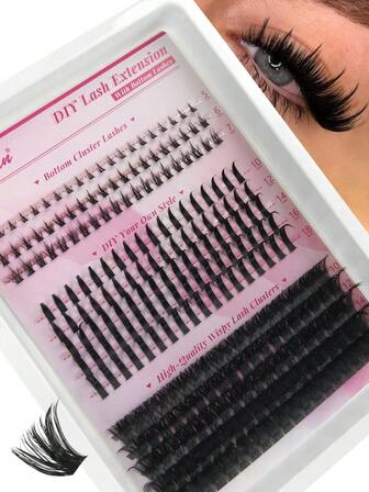 Hinarin 245 piezas Pestañas en racimo estilo D Curl 100D con pestañas inferiores y picos de pestañas, extensiones de pestañas en racimo voluminosas suaves de 10-18mm, pestañas individuales puntiagudas DIY tipo manga, pestañas en racimo de visón fáciles de usar, ideales para principiantes y reutilizables