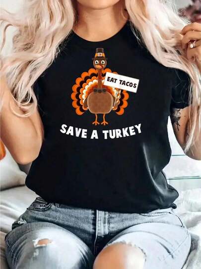 Cotton Funny Thanksgiving Turkey Tee I King Turkey Style