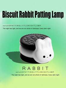 1pc Creative Rabbit Tap Light, Cookie Rabbit Small Night Light, Rechargeable Tap To Adjust Brightness Novelty Silicone Rabbit Tap Lamp, Bedside Lamp For Bedroom - Multicolor - View 2