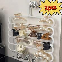 3pcs Multi-Function Wall Mounted Hairpin, Jewelry & Accessory Storage Rack - Large Capacity Storage Solution, With Multiple Hooks, Suitable For Home And Dorm, Plastic Material, No Power Required, Hanging Jewelry Organizer, Space-Saving Design, Sturdy Hooks, Easy Installation, Fashionista