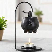 Juego de portavelas de cerámica para aromaterapia, decoración de mesa de cocina y comedor para el hogar - Negro - Ver 7