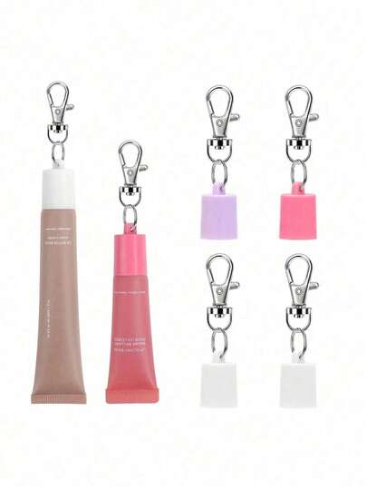 Portable Lip Gloss Keychain Storage Case Lip Balm Keychain Cover Fits LANGIGE 0.35oz Aquaphor 0.35oz And Jack Black 0.25oz Lip Gloss Keychain Car Key Chain Travel Accessory Keychain Accessories Bag Charm Purse Charm Keyring