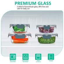 24-Piece Glass Food Storage Containers (12 Glass Bowls + 12 Lids) With Upgraded Snap Locking Lids – Airtight Lunch Containers, Suitable For Microwave/Oven/Refrigerator/Dishwasher (Gray) - Xám - Xem 9