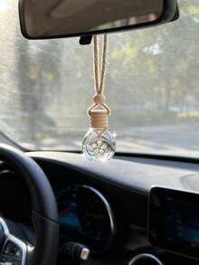 手工汽车香氛瓶吊坠，治愈系花朵空瓶汽车香氛扩散器，创意木质精油挂饰 - 彩色 - 查看 3