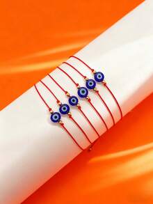 Bộ 2/6/12 chiếc Vòng tay mắt quỷ, Vòng tay thủ công hạt mắt tráng men dây đỏ, Trang sức thời trang Vòng tay cặp đôi, Thích hợp đeo hàng ngày hoặc làm quà tặng - Đỏ - Xem 10