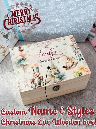 Personliazed Name/Styles Wooden Christmas Eve Box, Solid Wood Storage Box With Latch, Christmas Crate, My 1st Christmas, Kids Xmas, Gift, Night Before Christmas, Family Tradition, Special Delivery Gifts Ideas For Xmas Hamper Crate Boys And Girls Keepsake. Classic Rectangle Organizer For Multipurpose Use, Keepsakes, Wedding Favors & Christmas Gifts, Available In 3 Sizes. Vintage Keepsake Chest With Latch And Cover, Ideal For Home And Office Multifunctional Organizer For Jewelry, Accessories, Keys, Sewing Supplies, Etc.,Festive Calendar