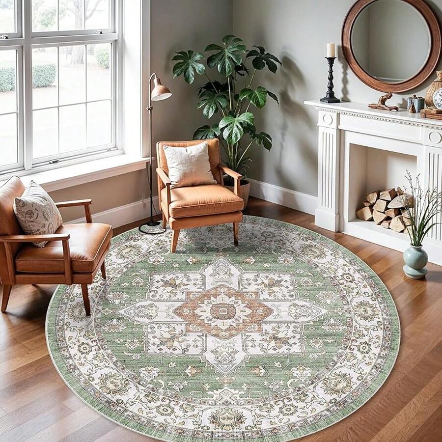 9x12 Area Rugs Living Room - Large Boho Stain-Resistant Rugs With Non-Slip Backing, Vintage Design Bedroom, Beige/Brown, Home Decor Floor - Sage - View 1
