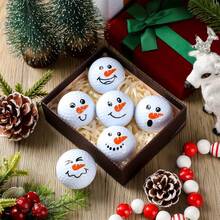 6pcs Christmas Snowman Golf Balls - Fun Design, White Rubber Golf Balls With Red Nose And Black Eyes, Great For Holiday Gifts, Home Decor And Practice, Golf Accessories, Amusing Design, Durable Structure - 6 - View 3