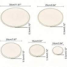 5pcs Unfinished Wooden Crochet Woven Basket Bottoms - Round, DIY Crafts & Weaving Supplies, Suitable For Bags And Baskets, Blank Art Boards, Durable Wooden Weaving Material For DIY Crafts, Crochet, Adult Crafts, Sewing Supplies, Sewing And Personalized Gifts, DIY, Craft Kits, Great For Adult Crafts, Craft Supplies And Home Decor Items, Weaving Essentials, Weaving Accessories